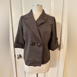 Brown Herringbone Swing Jacket 3/4 Sleeves 10P